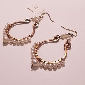 G/F Ear Wire w/copper and pearl drop P/E